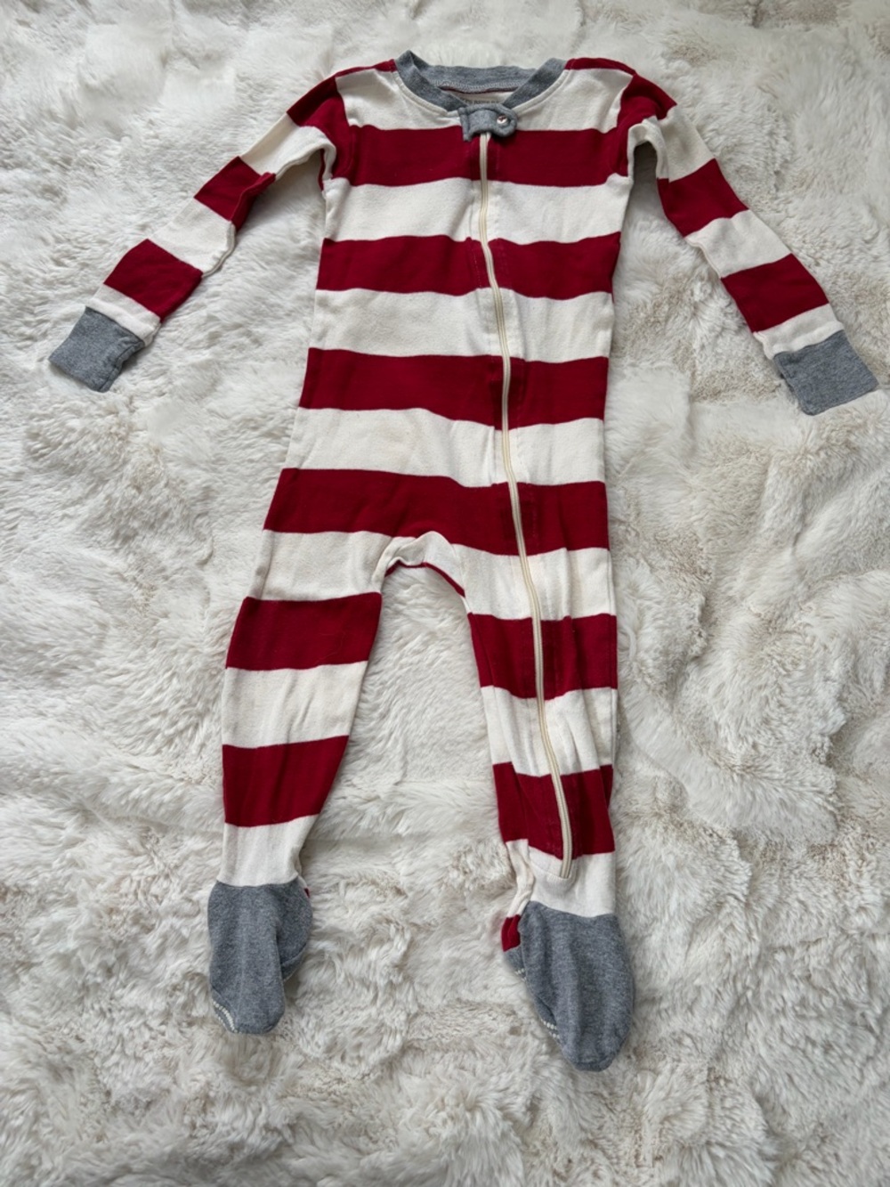 Burt's Bees Baby Red & White Stripe Footed One-Piece